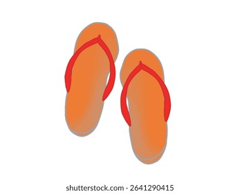 An illustration of brightly colored orange flip flops
