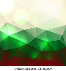 An illustration of brightly lit abstract Christmas holiday colors and triangle patterns background. Vector EPS 10 available.