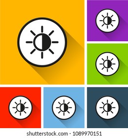 Illustration of brightness icons with long shadow