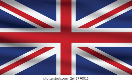 illustration of British Flag in Horizontal waving background