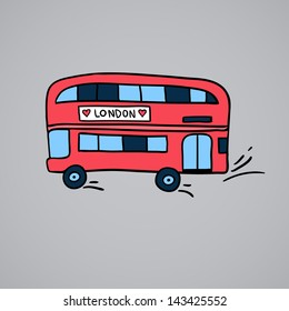 illustration of british red double decker bus