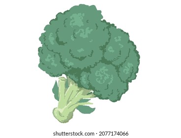 Ilustración de brócoli con un toque áspero y cálido