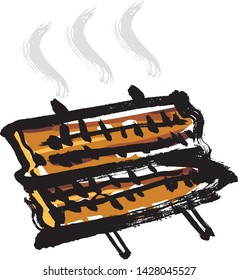 Illustration of a broiled eel  written with a brush.