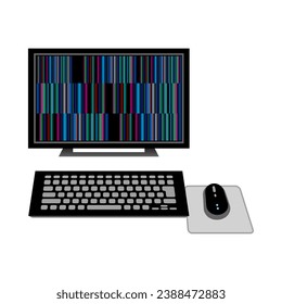 Es una ilustración de una computadora de escritorio negra rota.