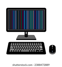 Es una ilustración de una computadora de escritorio negra rota.