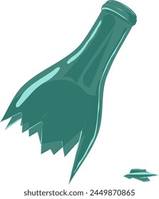 Ilustración de cuello superior de botella roto. Ilustración vectorial