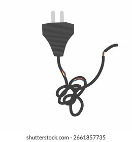 Illustration of a broken cable. Illustration of a broken electrical cable. Illustration of a dangerous electrical cable
