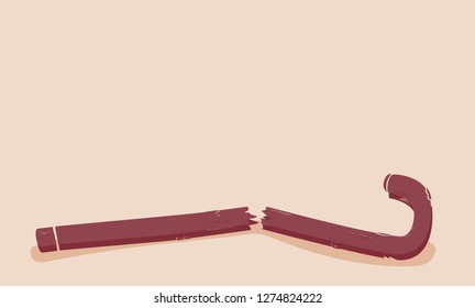Ilustración de un bastón roto que yace en el terreno como concepto de conciencia criminal