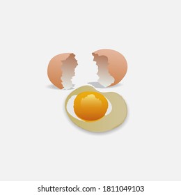 Illustration of a broken chicken egg for breakfast and shells