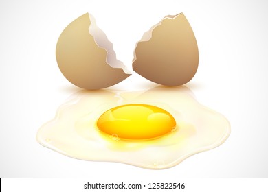 illustration of broken egg on the floor with yolk