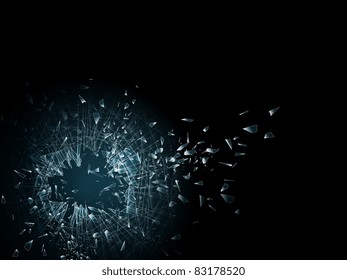 illustration of the broken glass and hole in it, copyspace for your text