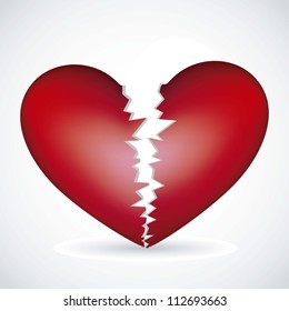 illustration of a broken heart, isolated on white background, vector illustration