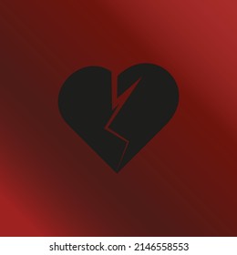 Illustration of a broken heart split in two