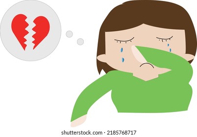 Illustration of a broken hearted woman