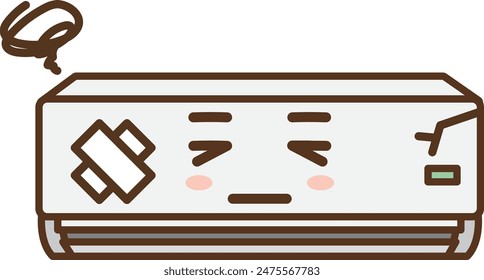 Illustration of a broken indoor air conditioner.