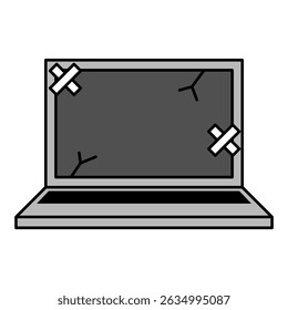 Illustration of a broken laptop