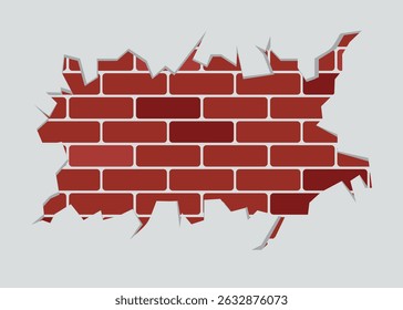 Ilustração de parede branca descascada com blocos vermelhos expostos.