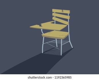 Illustration d'un fauteuil d'école brisé. Abandonner le concept de l'école.