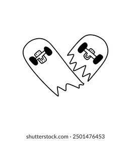 Illustration of broken skateboard. Vector illustration