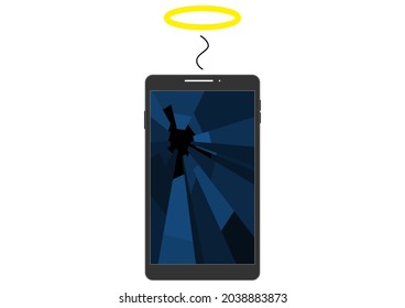 Illustration of a broken smartphone with a cracked screen.