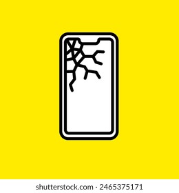 Illustration of a broken smartphone in a simple icon series