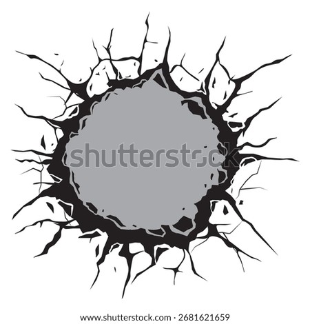 Illustration of a broken wall, destroyed wall