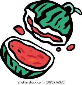Illustration einer gebrochenen Wassermelone