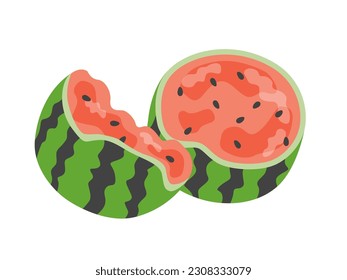 Illustration of a broken watermelon.