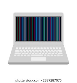 It is an illustration of a broken white laptop computer.