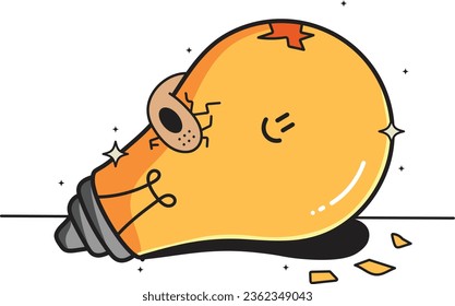 Illustration of broken yellow light characters