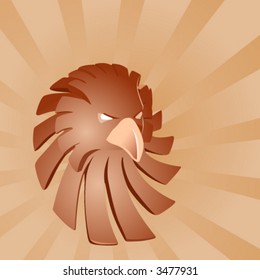 Illustration of a bronze eagle statue with stylized feathers