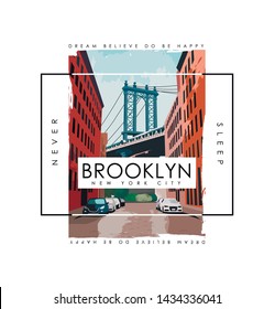 Illustration of a Brooklyn bridge designed for t-shirt prints.