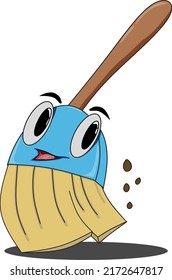 Illustration of broom cartoon character, perfect for cleaning service mascot etc.