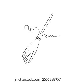 illustration of broom one continuous line art. line, simple, hand drawn and sketch style. for icon, symbol, sign or logo