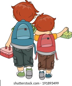 Illustration of Brothers Walking Home Together