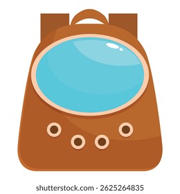 Illustration of a brown astronaut school bag with a round window for kids, back to school concept