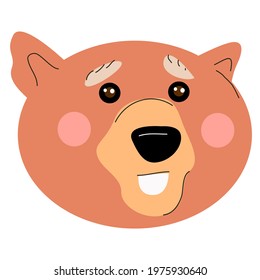 Illustration of a brown bear head for childrens design.
