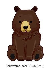 Illustration of a Brown Bear Sitting Down