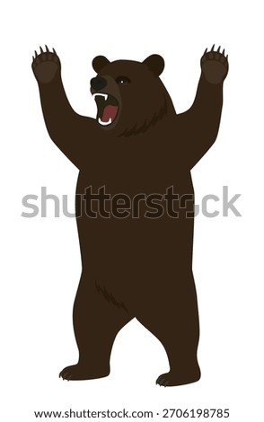 Illustration of a brown bear standing and threatening