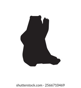 Illustration of brown bear waving his paw silhouette flat icon, circus show, zoo show symbol design illustration. 