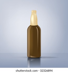 An illustration of a brown beer bottle with reflexions