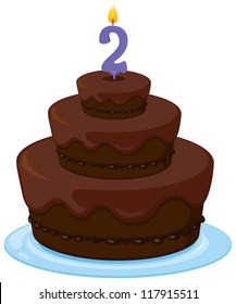 illustration of a brown birthday cake on a white background