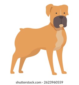 Illustration of a brown boxer dog standing, a short haired breed known for its loyalty and playful nature