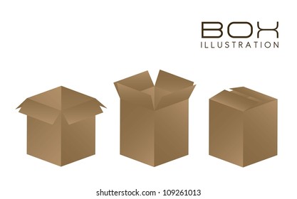 illustration of brown boxes on white background, vector illustration