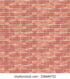 Illustration brown brick wall, grunge texture background - vector