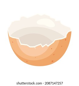 Illustration of brown broken chicken egg shell. Image for food and agricultural industries.