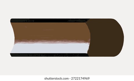 Ilustración de una bala marrón, mostrando su forma cilíndrica. La bala es de color marrón con un brillo metálico, destacando su diseño elegante y color marrón. Vector de ilustración de Antiguas.