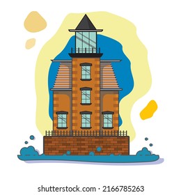 Illustration of a brown Castle that was built by masonry and stone