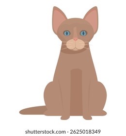 Illustration of a brown cat with blue eyes sitting and staring ahead