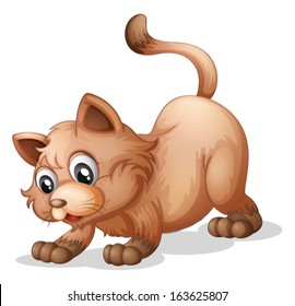 Illustration of a brown cat on a white background